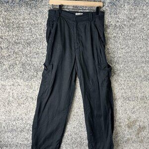 Reformation Pants Womens 6 Black Lynn Cargo Tencel Lyocell Utility Pockets